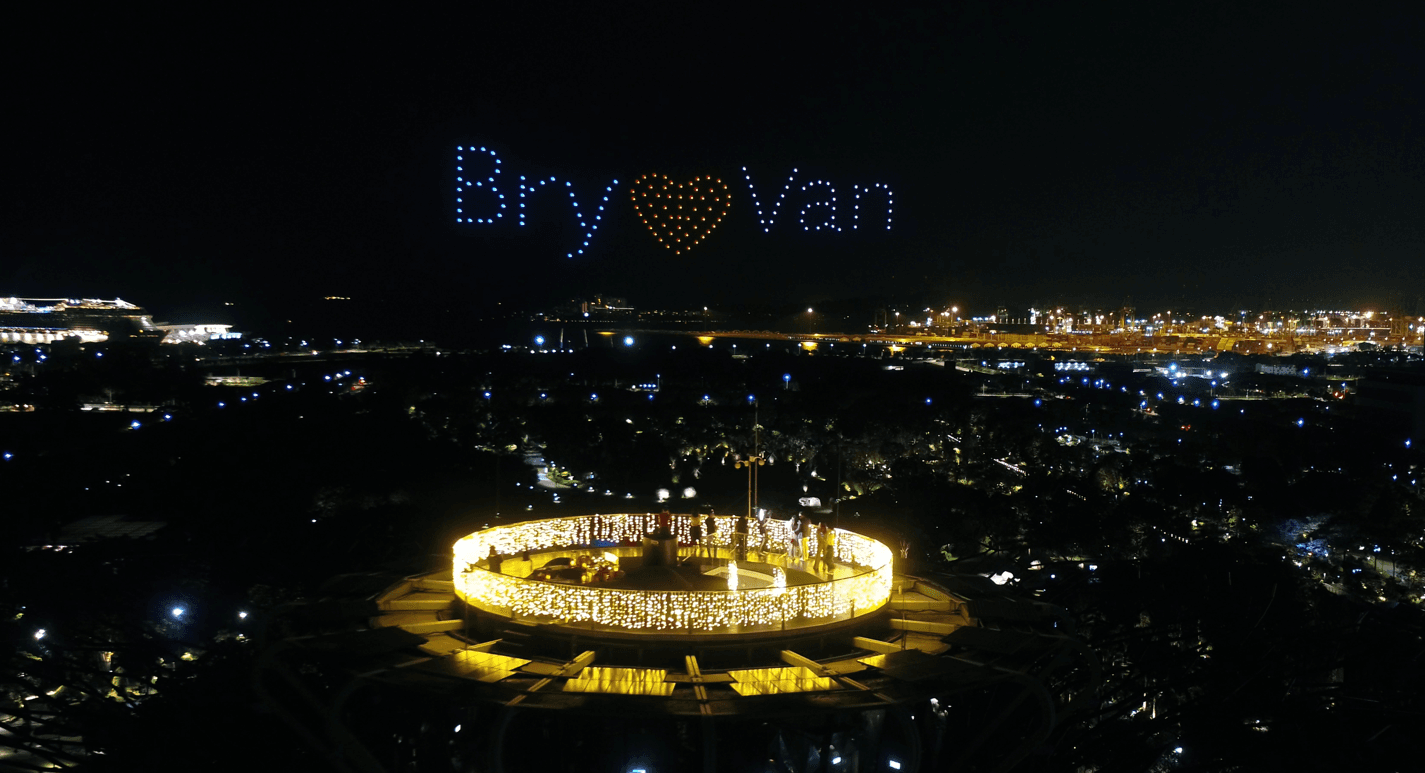 Wedding Proposal which involve 150 drones